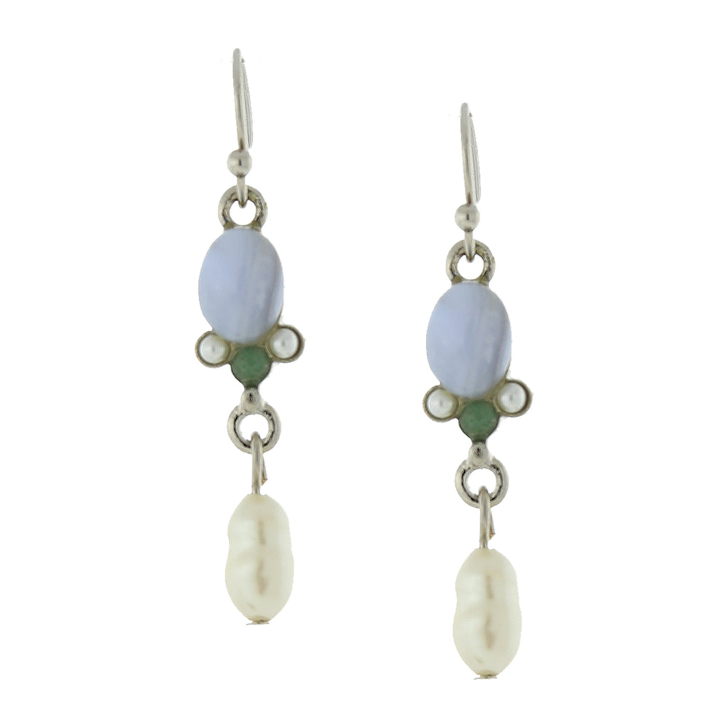Antiquities Couture Demi Gemstone And Biwa Museum Faux Pearl Drop Earrings