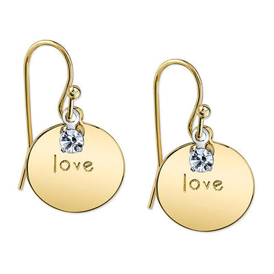 1928 Jewelry Round Clear Crystal Sentiments Drop Earrings