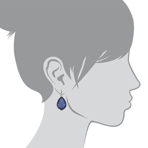 1928 Jewelry Classic Montana Blue Faceted Teardrop Stone Post Drop Earrings