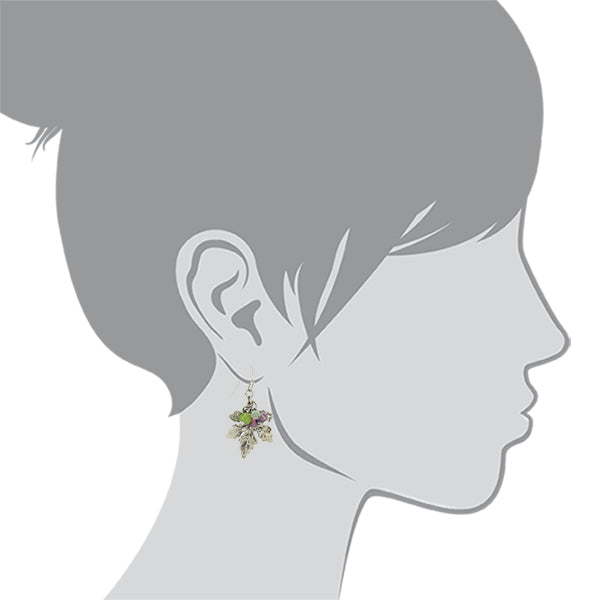 1928 Jewelry Winery Grape Leaf Multi-Color Bead Accents Drop Earrings