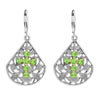 1928 Spiritual Filigree Fan Austrian Crystal Cross Earrings