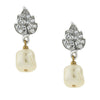 1928 Jewelry Austrian Crystal Leaf And Baroque Faux Pearl Dangle Earrings