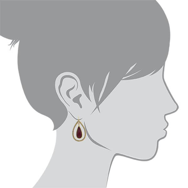 2028 Jewelry Burgundy Teardrop Stone Open Hoop Earrings