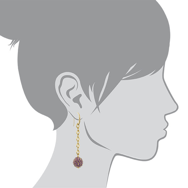 1928 Jewelry Amethyst Purple Crystal Linear Fireball Earrings