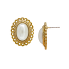 Faux Pearl Oval Button Earrings