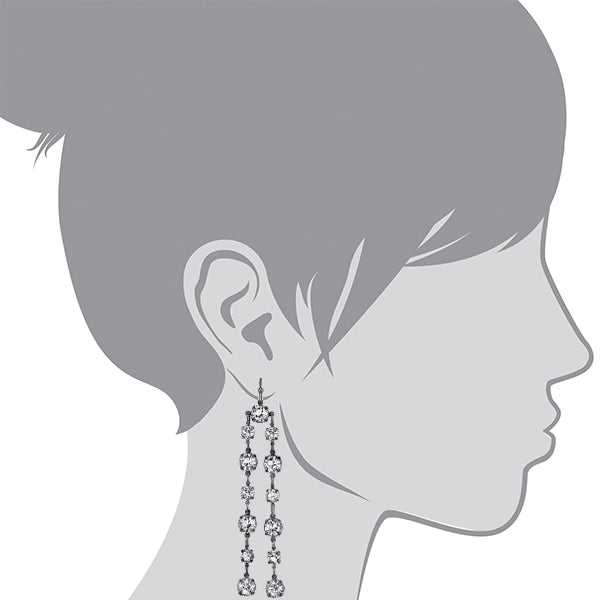 1928 Bridal Genuine Clear Austrian Crystal Linear Drop Earrings