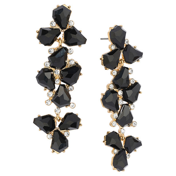 2028 Jewelry Jet Black with Crystal Accent Linear Earrings