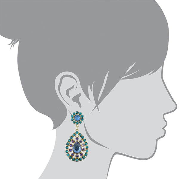 2028 Jewelry Blue Zircon And Blue Sapphire Ab Crystal Large Teardrop Drop Earrings