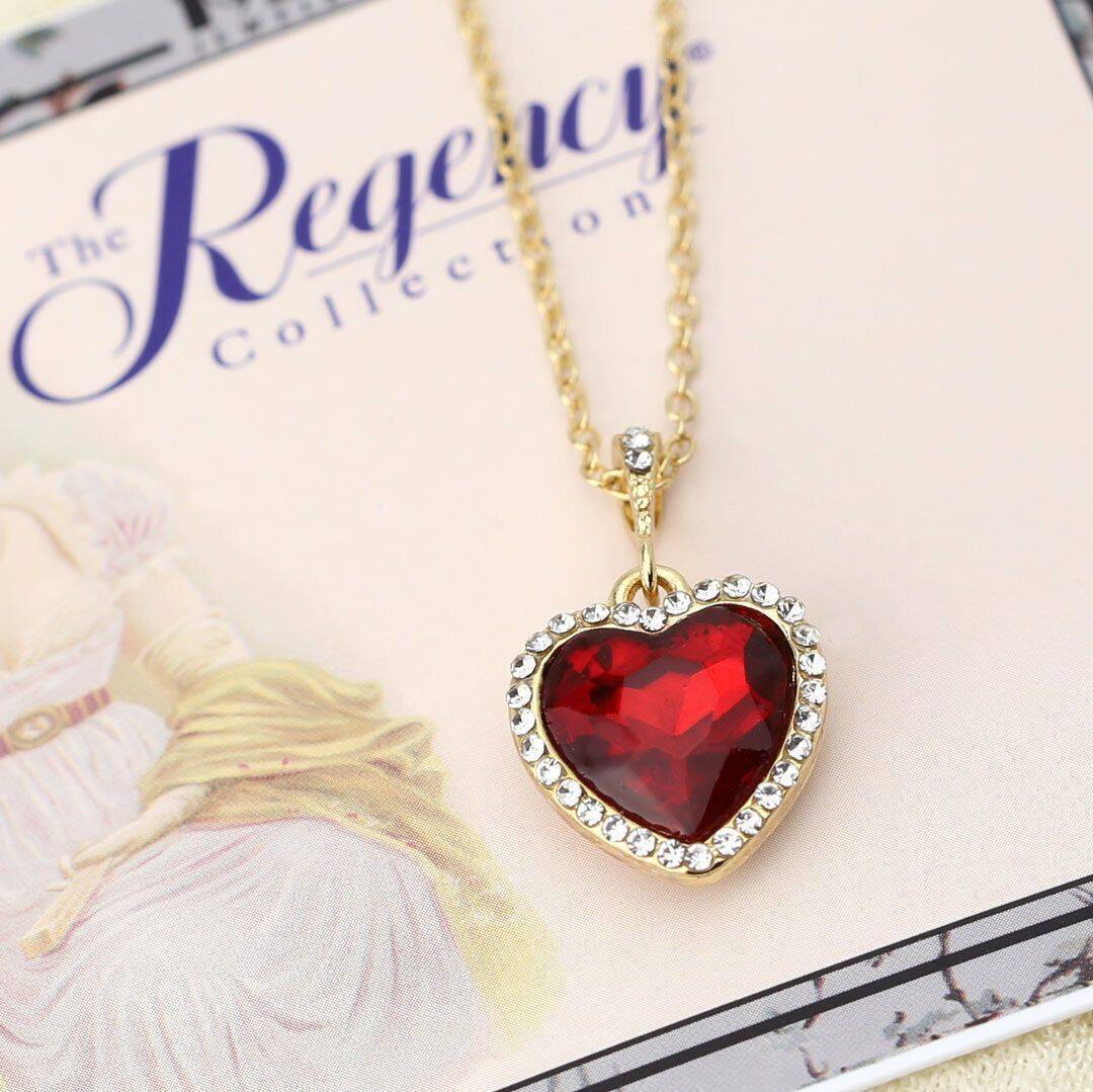 Regency Stone Heart Crystal Pendant Necklace 16" + 3" Extender