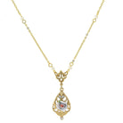 1928 Jewelry Porcelain Rose With Crystal Accent Pendant Necklace 17"