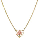 1928 Jewelry Porcelain Rose Heart Pendant Necklace 16" + 3" Extender