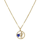 1928 Jewelry Winged Cherub Angel Crystal Heart Pendant Necklace 16" + 3" Extender