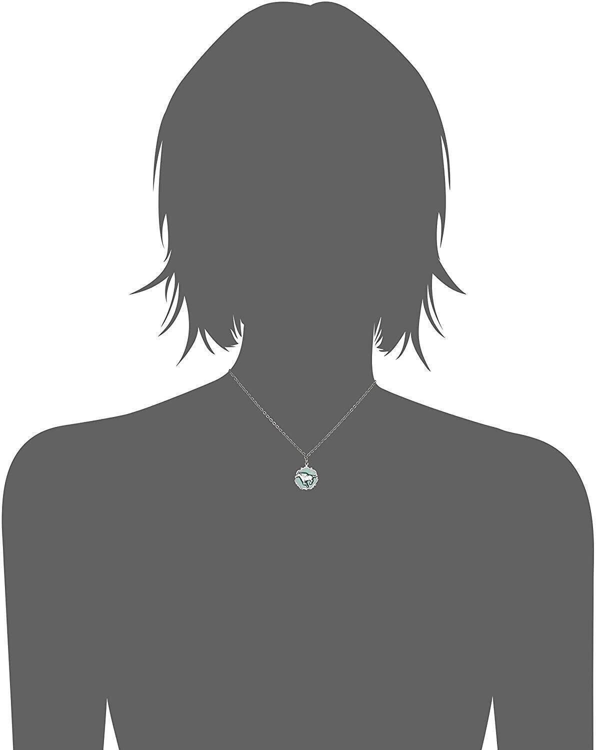 1928 Jewelry Turquoise Color Enamel Horse Pendant Necklace 16" + 3" Extender