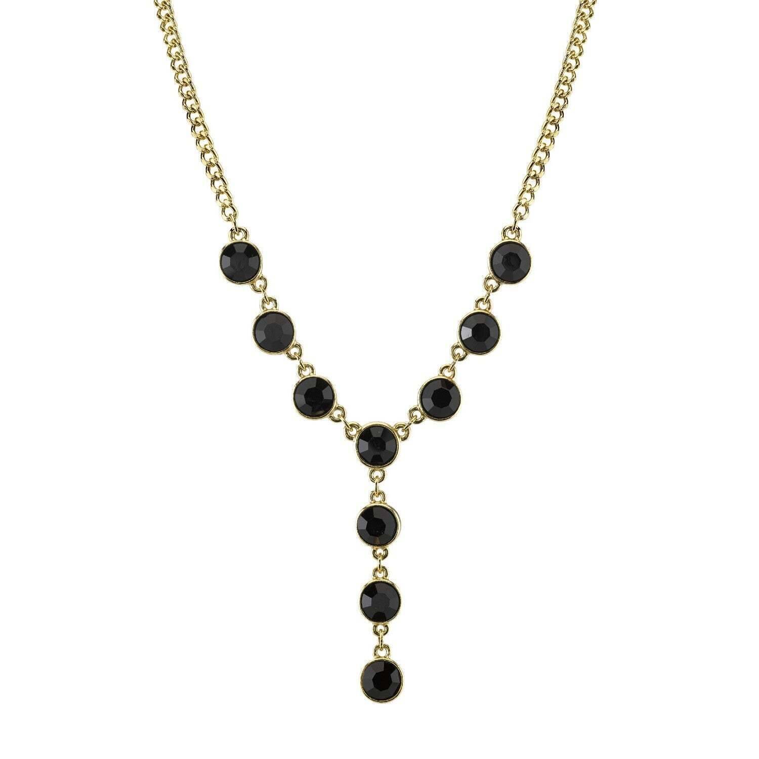 2028 Jewelry Multi Crystal Diamond Cut Cable Chain Y-Necklace 16" + 3" Extender