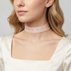 Pink Trim And Light Rose Floral Choker Necklace 12