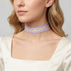 Pink Trim And Light Rose Floral Choker Necklace 12