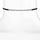 1928 Jewelry Crystal Choker With Black Faux Suede Ribbon Necklace 12" + 5" Extender