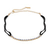 Crystal Choker With Black Faux Suede Ribbon Necklace 12
