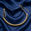 Cobra Chain Choker With Black Satin Ribbon Necklace 12