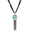 1928 Jewelry Turquoise Gemstone Luxe Tassel Chain Suede Necklace 16