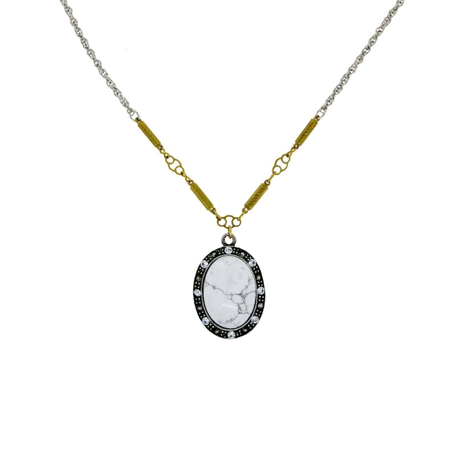 T.R.U. Oval Gemstone Crystal Pendant Necklace 16" + 3" Extender