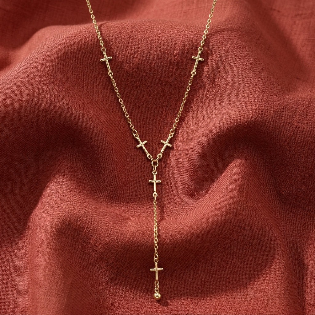 Cross Chain Y Necklace 15
