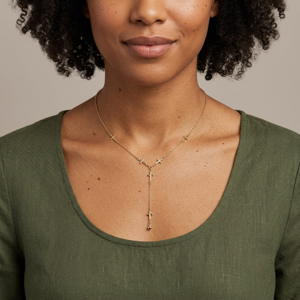 Cross Chain Y Necklace 15