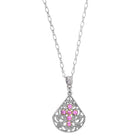 1928 Jewelry Crystal Cross Fan Filigree Teardrop Pendant Necklace 16" + 3" Extender