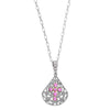 1928 Spiritual Crystal Cross Fan Filigree Teardrop Pendant Necklace 16
