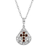 Crystal Cross Fan Filigree Teardrop Pendant Necklace 16