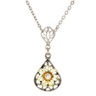 1928 Jewelry Flower Crystal Cluster Teardrop Pendant Necklace 16" + 3" Extender