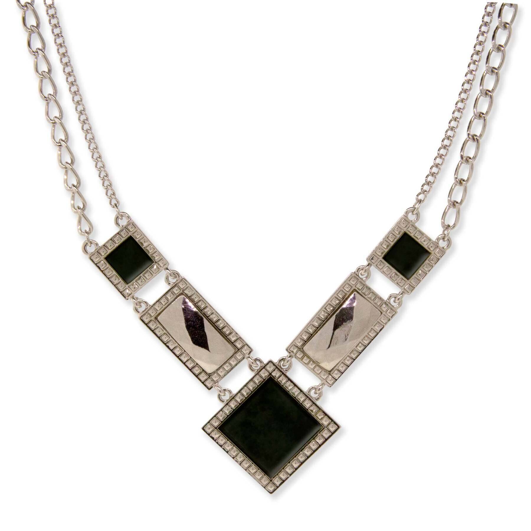 1928 Jewelry Gemstone Square Chain Necklace 12" + 3" Extender