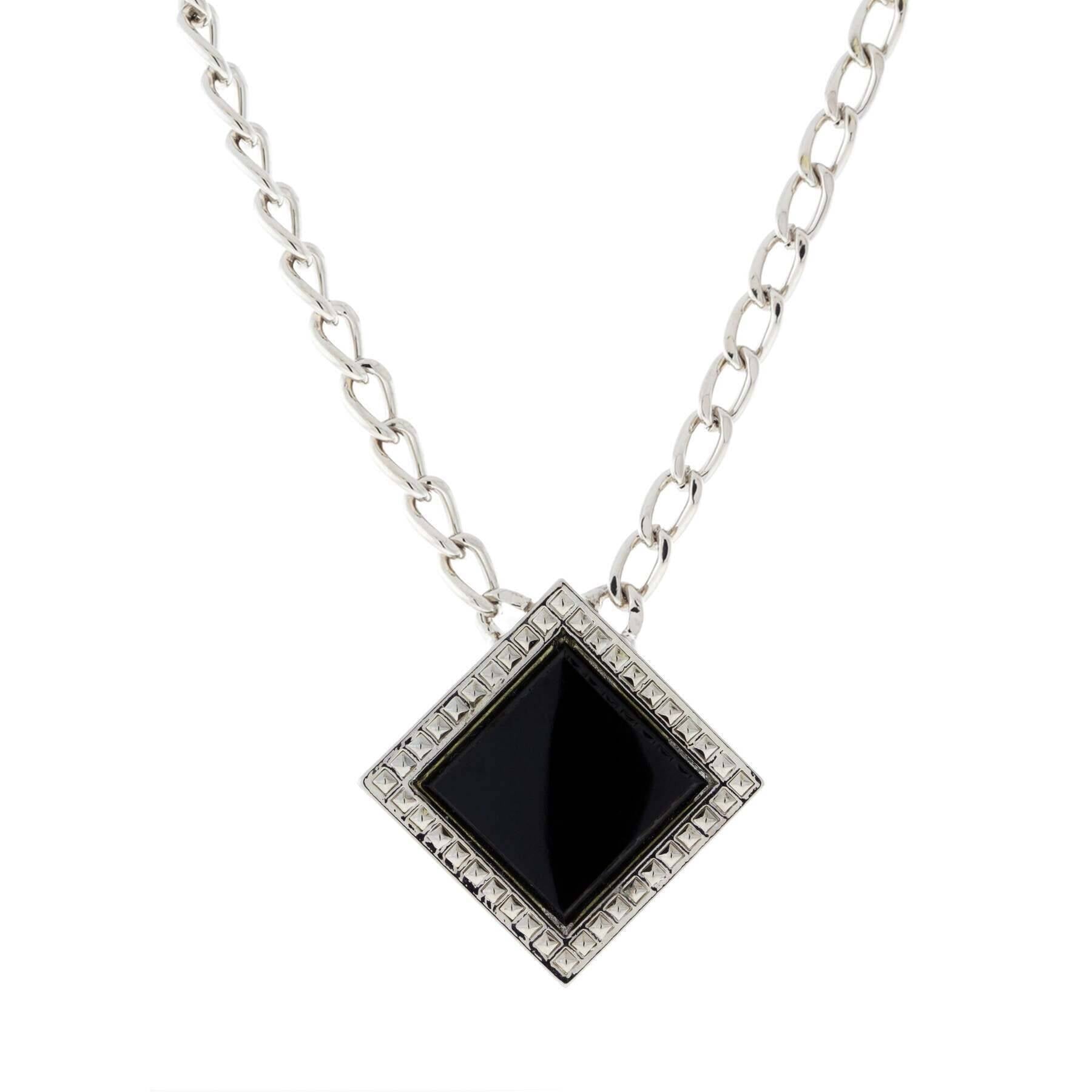 1928 Jewelry Serenity Gemstone Square Pendant Necklace 16" + 3" Extender