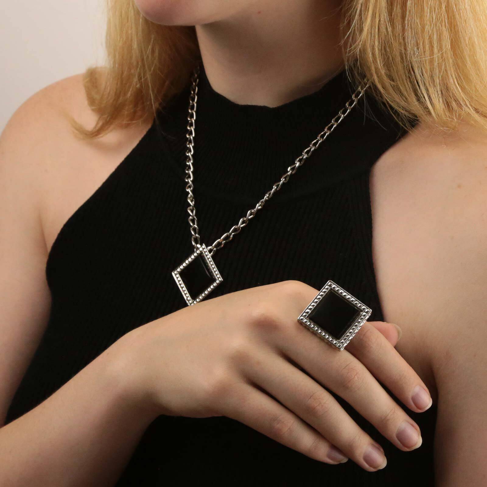 1928 Jewelry Serenity Gemstone Square Pendant Necklace 16" + 3" Extender