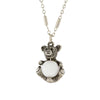 1928 Jewelry Pewter Round Gemstone Teddy Bear Pendant Necklace 16