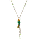 1928 Jewelry Neotropic Exotic Parrot Crystal Tassel Necklace 16" + 3" Extender