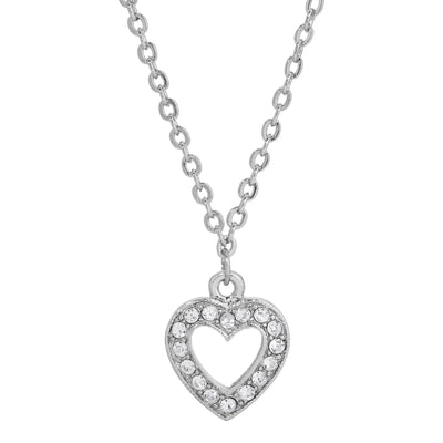 1928 Jewelry Crystal Heart Pendant Necklace 16