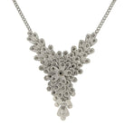 2028 Jewelry Crystal Floral Statement Bib Necklace 16" + 3" Extender