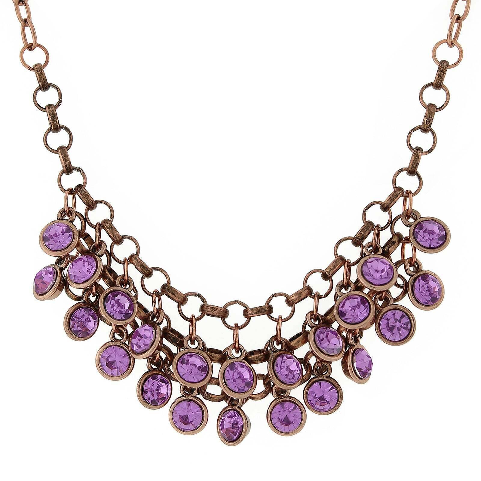 1928 Jewelry Crystal Cluster Bib Necklace 16" + 3" Extender