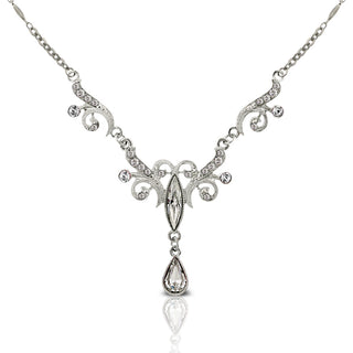 Crystal Teardrop Bridal Necklace 15" + 3" Extension