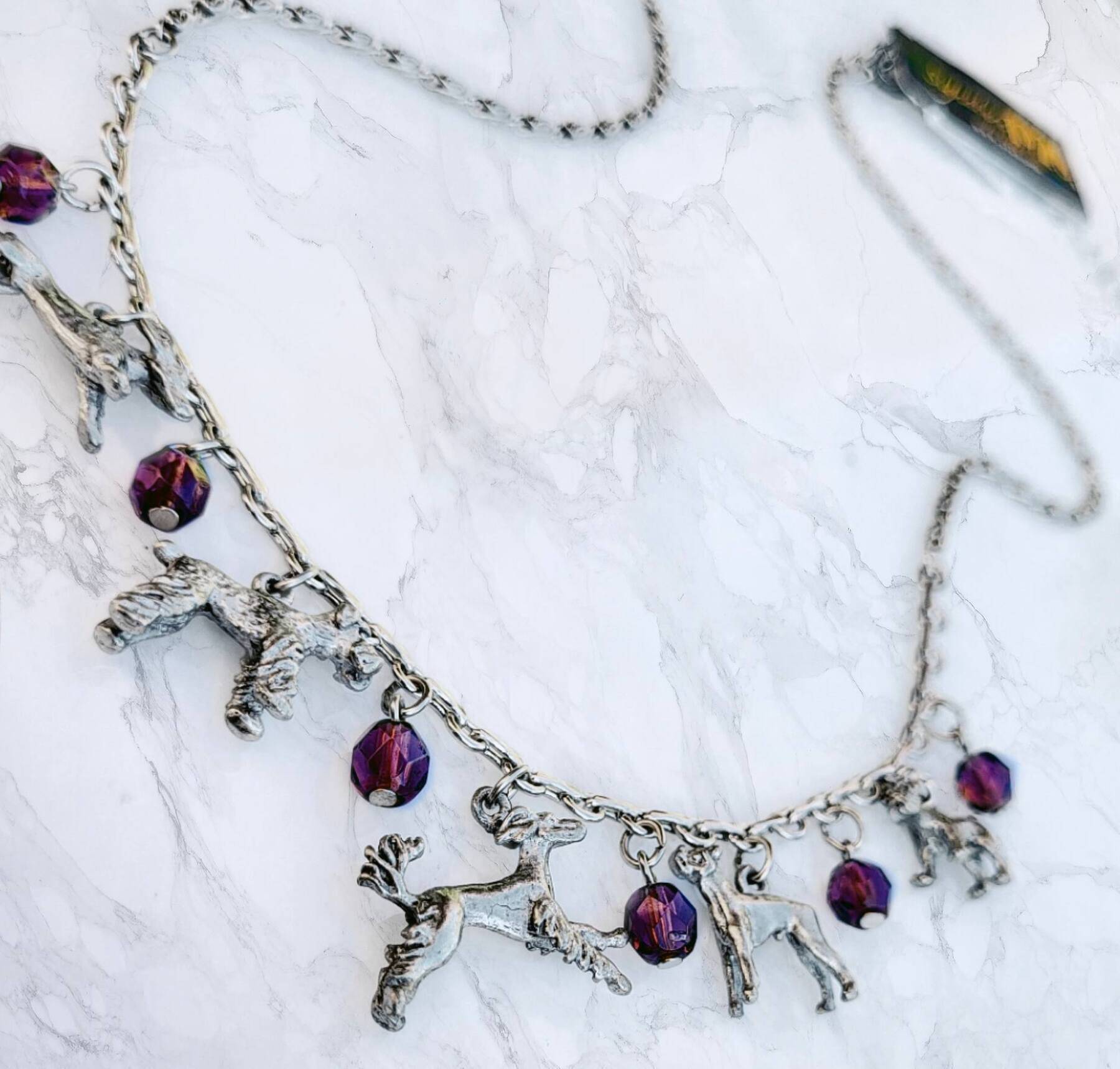 1928 Jewelry Multi Beaded Dog Charm Necklace 16" + 3" Extender