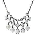 2028 Jewelry Three Row Oval Faceted Stone Bib Necklace 16" + 3" Extender