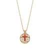 Symbols Of Faith Round Filigree Birthstone Crystal Swinging Cross Pendant Necklace 18