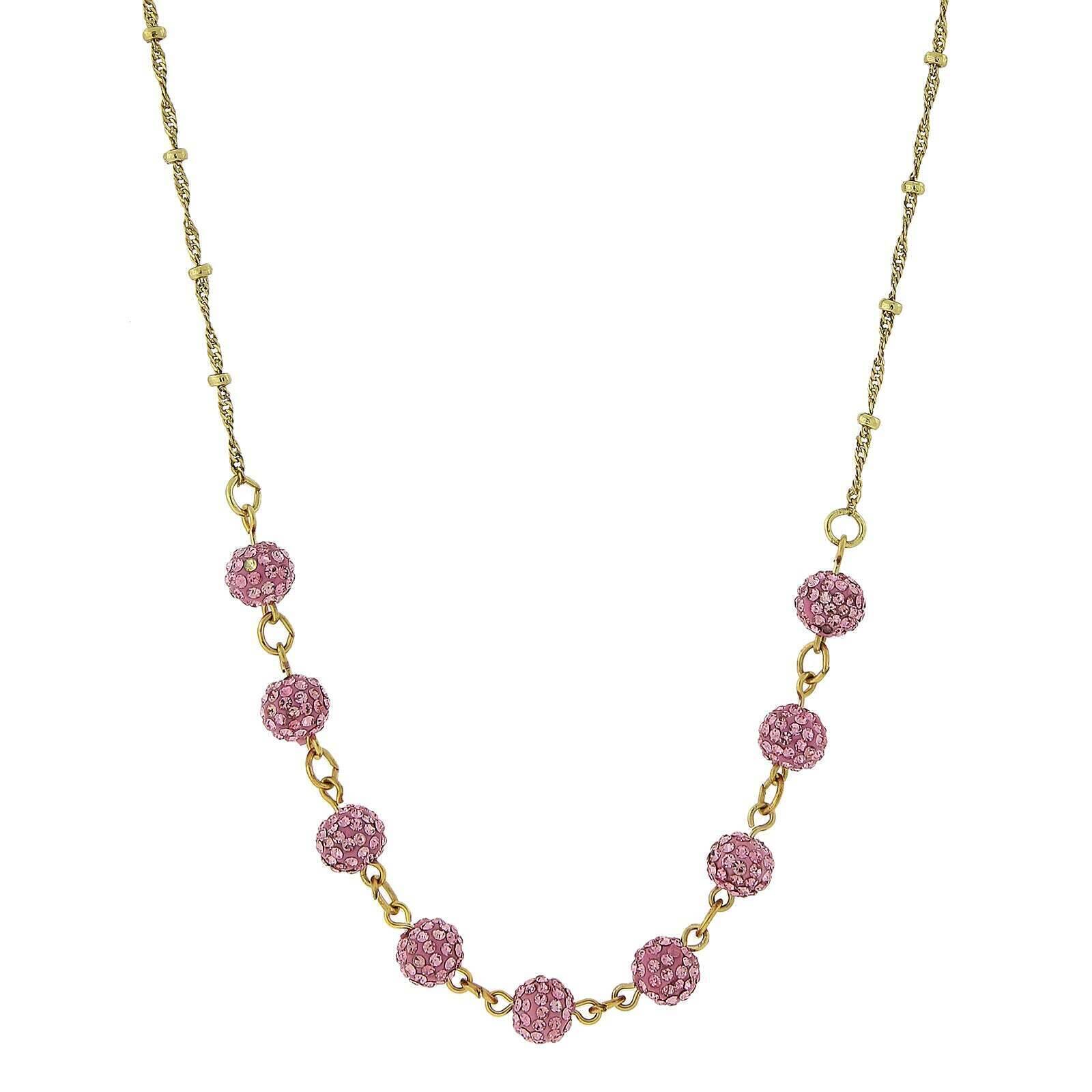 1928 Jewelry Crystal Fireball Pave Necklace 16" + 3" Extender