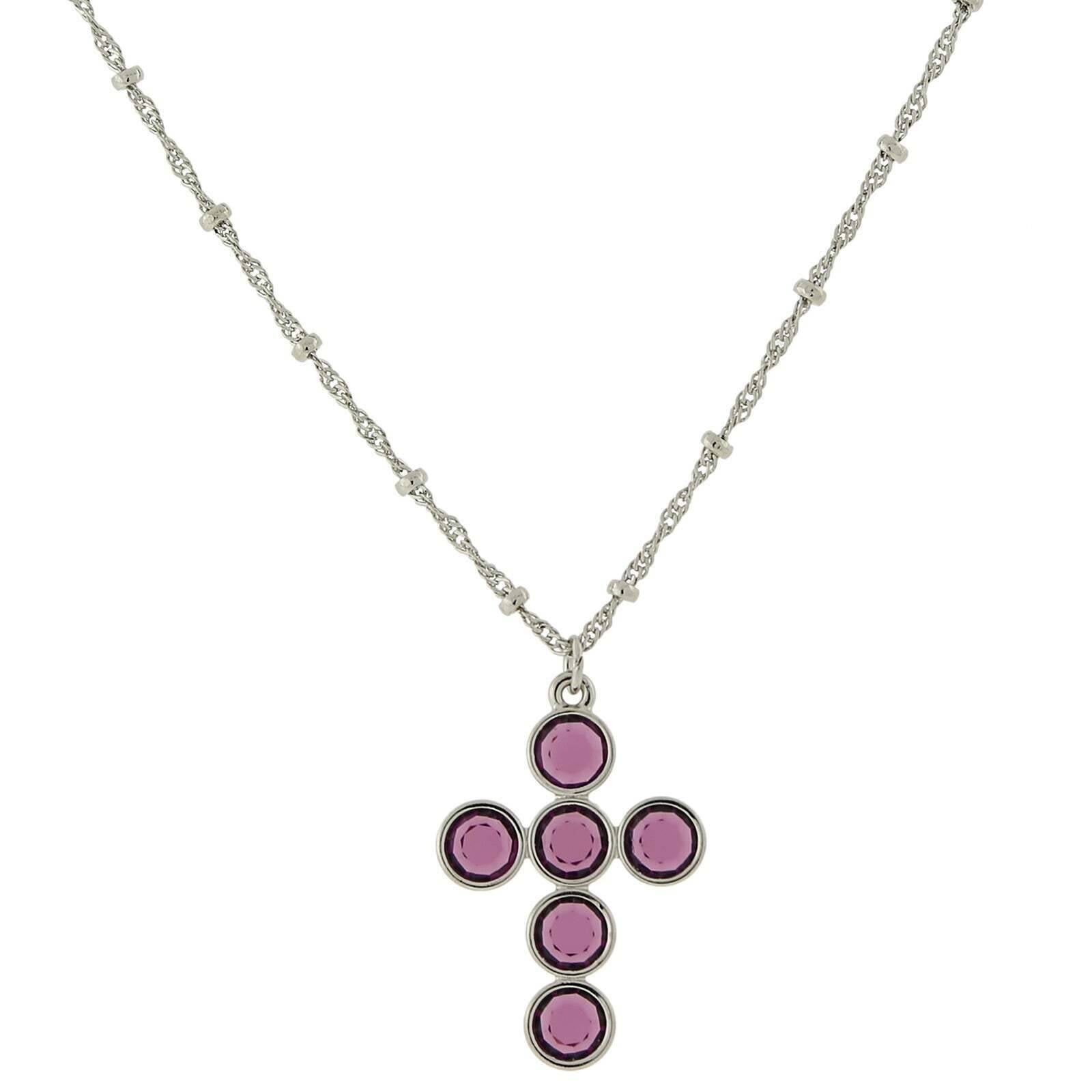 1928 Jewelry Austrian Crystal Cross Pendant Necklace 16" + 3" Extender