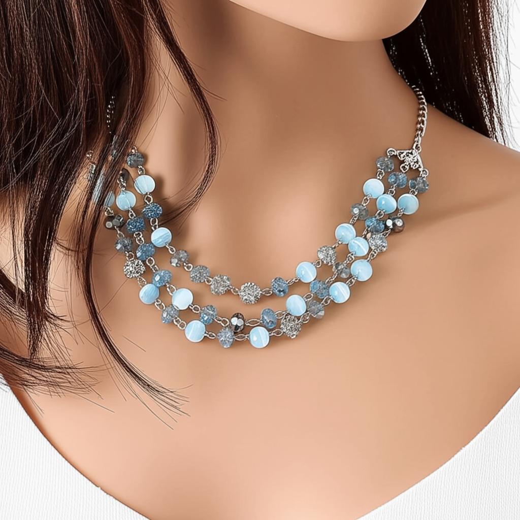 1928 Jewelry 3 Row Cat's Eye Multi Glass Beaded Necklace 16" + 3" Extender