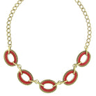 2028 Jewelry Reversible Hand Enameled Oval Station Link Chain Necklace 16" + 3" Extender