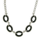 2028 Jewelry Reversible Hand Enameled Oval Station Link Chain Necklace 16" + 3" Extender