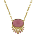 2028 Jewelry Oval Moonstone Crystal Pendant Necklace 16" + 3" Extender