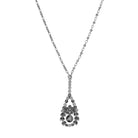 Hematite Crystal Teardrop Drop Pendant Necklace 16" + 3" Extender